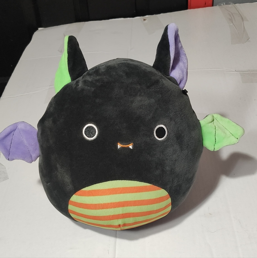 Squishmallows Black Bat with Green and Purple Accents